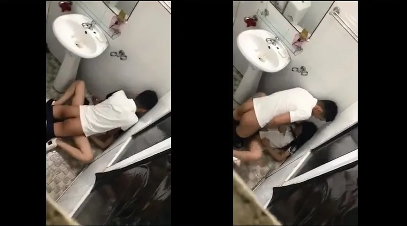 Con ghệ say xỉn và anh bồ trong phòng tắm nhà hàng